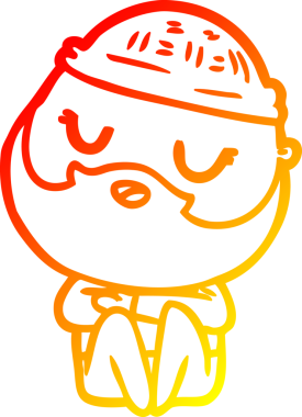 Bir insan tarafından çizilmiş sakallı bir çizgi film karakteri.