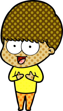 Bir insan tarafından çizilmiş mutlu çizgi film çocuğu.