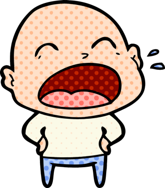 Bir insan tarafından çizilmiş kel adam diye bağıran çizgi film.