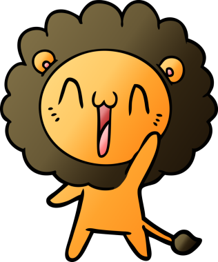 Bir insan tarafından çizilmiş mutlu çizgi film aslanı.