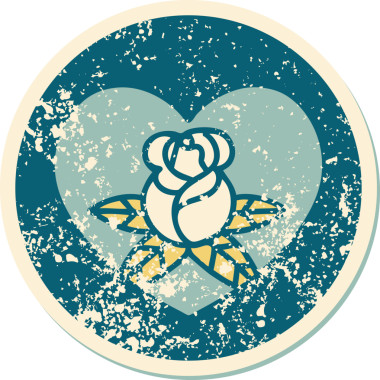 Bir insan tarafından çizilmiş kalp ve çiçeklerin sembolik depresif dövme şekli