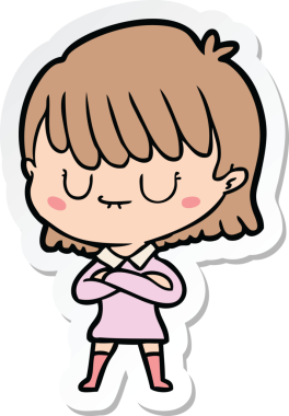 Bir insan tarafından çizilmiş bir karikatür kadının çıkartması.