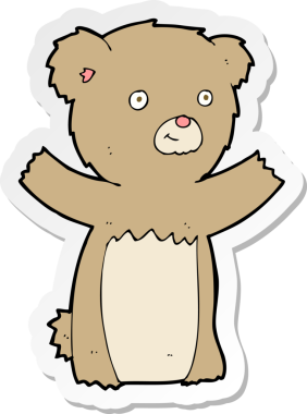 Bir insan tarafından çizilmiş oyuncak ayının çıkartması.