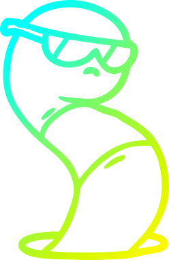 Bir insanın çizdiği karikatür solucanının soğuk gradyan çizimi