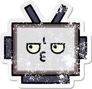 Bir insan tarafından çizilmiş sevimli robot kafasının sıkıntılı çıkartması.