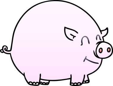 bir insan tarafından çizilmiş gölgelenmiş garip çizgi film domuzu.