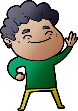 Bir insan tarafından çizilmiş çizgi film dostu bir adam.