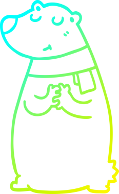 Bir insan tarafından çizilmiş eşarp takan çizgi film ayısının soğuk çizgisi.