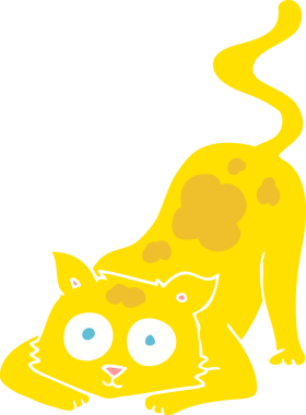 Bir insan tarafından çizilmiş kedinin düz renk çizimi