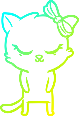 Bir insan tarafından çizilmiş bir çizgi film kedisinin soğuk gradyan çizimi