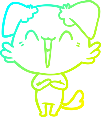 Bir insan tarafından çizilmiş küçük mutlu bir köpek çizgi filmi.