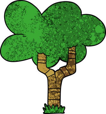 Bir insan tarafından çizilmiş çizgi film ağacı.