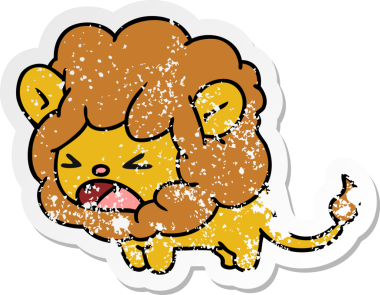 Kükreyen şirin bir kawai aslanının insan tarafından çizilmiş serbest sticker 'ı.