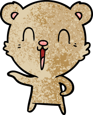 Bir insan tarafından çizilmiş mutlu çizgi film ayısı.