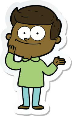 Bir insan tarafından çizilmiş mutlu bir adamın çıkartması.