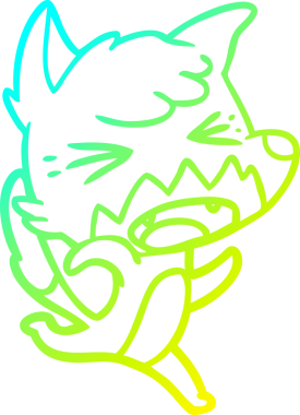 Bir insan tarafından çizilmiş kızgın bir tilkinin soğuk çizgi çizimi.