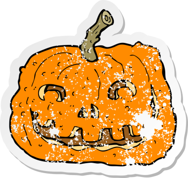 Bir insan tarafından çizilmiş balkabağı desenli bir karikatür çıkartması.