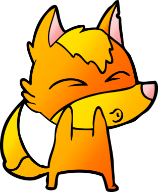 Bir insan tarafından çizilmiş tilki çizgi film karakteri