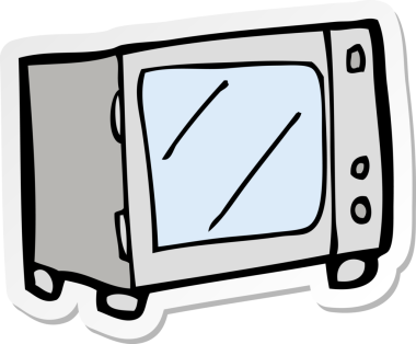 Bir insan tarafından çizilmiş bir karikatür mikrodalga etiketi.