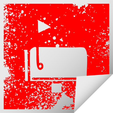 Bir insan tarafından çizilmiş posta kutusunun kare soyma etiketi.