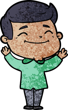 Bir insan tarafından çizilmiş mutlu çizgi film adamı.