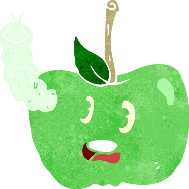 bir insan tarafından çizilmiş böcekli çizgi film elması