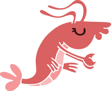 Bir insan tarafından çizilmiş garip, mutlu bir karides.