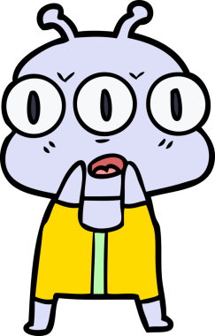 Bir insan tarafından çizilmiş üç gözlü uzaylı çizgi filmi.