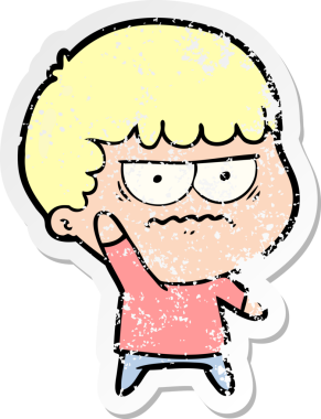 Bir insan tarafından çizilmiş sıkıntılı bir karikatür çıkartması.