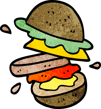 Bir insan tarafından çizilmiş bir hamburger karalaması.