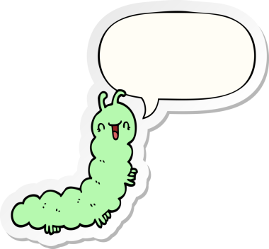 Bir insan tarafından çizilmiş konuşma balonu çıkartmalı çizgi film tırtılı.