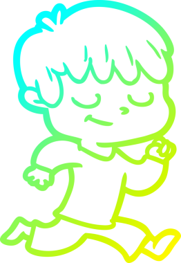 Bir çizgi film karakteri çizen soğuk çizgi bir insan tarafından çizilmiş mutlu çocuk.