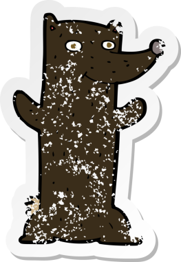 Bir insan tarafından çizilmiş karikatür kara ayısının gerilmiş çıkartması.