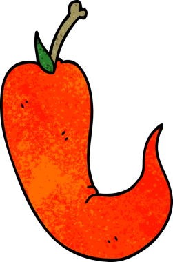 Bir insan tarafından çizilmiş kırmızı acı biber.