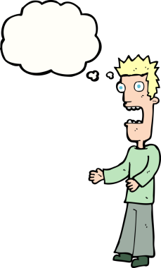 Bir insan tarafından çizilen düşünce baloncuğuyla çılgına dönen çizgi film adamı.