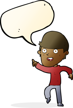 Bir insan tarafından çizilmiş konuşma balonlu mutlu adam çizgi filmi.