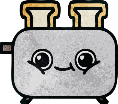 Bir insan tarafından çizilmiş bir tost makinesinin retro grunge doku karikatürü