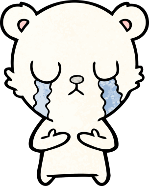 Bir insan tarafından çizilmiş üzgün küçük kutup ayısı çizgi filmi.