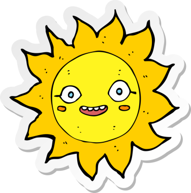 Bir insan tarafından çizilmiş mutlu bir güneşin çıkartması.