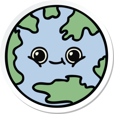 Bir insan tarafından çizilmiş şirin bir çizgi film gezegeninin çıkartması.