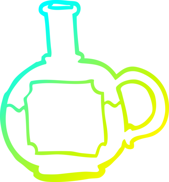 Bir insanın çizdiği karikatür yemek şişesinin soğuk gradyan çizgisi