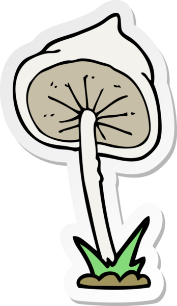 Bir insan tarafından çizilmiş karikatür mantarı çıkartması.