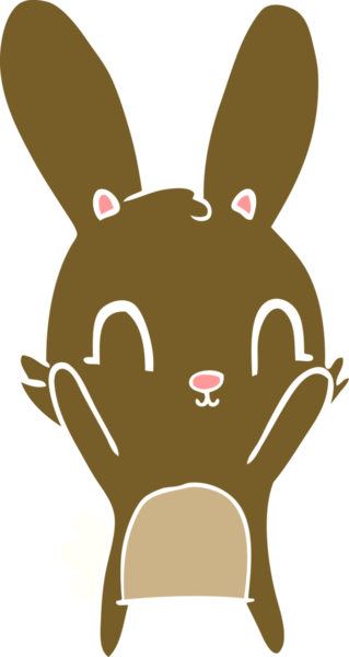 Bir insan tarafından çizilmiş düz renk çizgi film tavşanı.