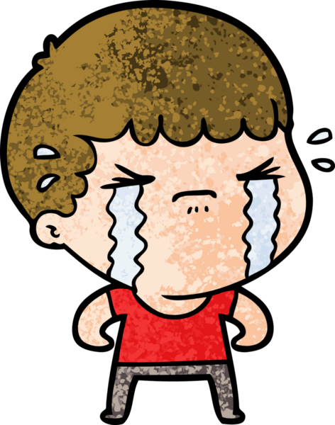 Bir insan tarafından çizilmiş ağlayan çizgi film adamı.