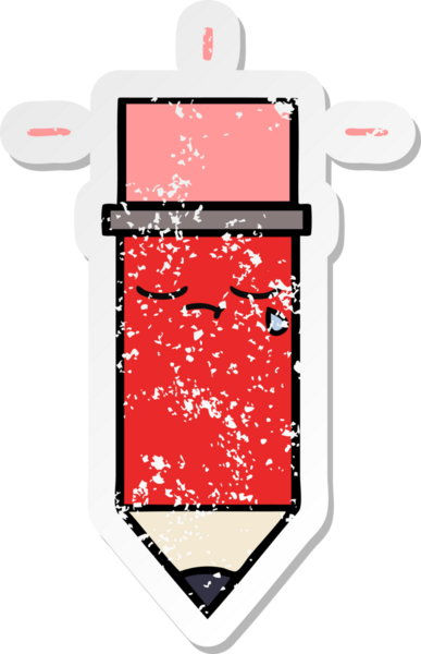 Bir insan tarafından çizilmiş şirin bir karikatür kaleminin sıkıntılı çıkartması.