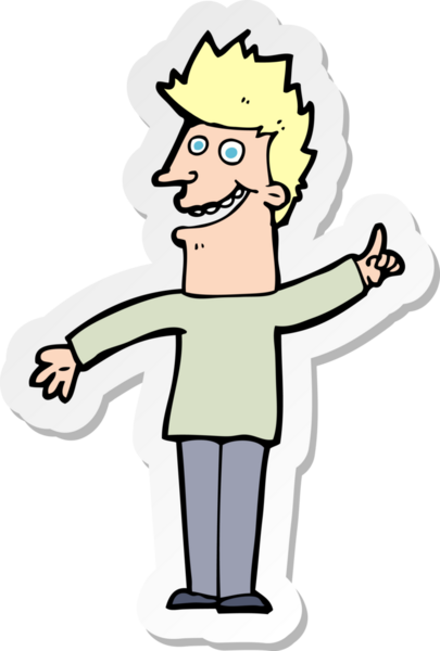 Bir insan tarafından çizilmiş mutlu bir adamın çıkartması.