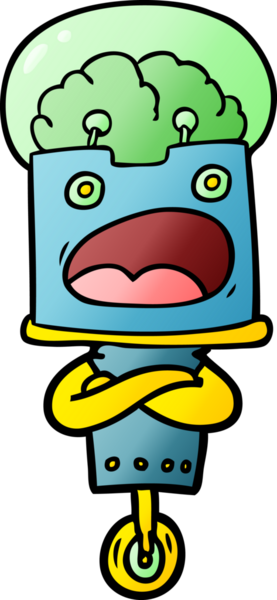 Bir insan tarafından çizilmiş çizgi film robotu