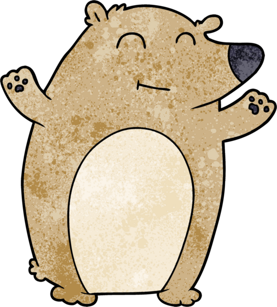 Bir insan tarafından çizilmiş mutlu çizgi film ayısı.