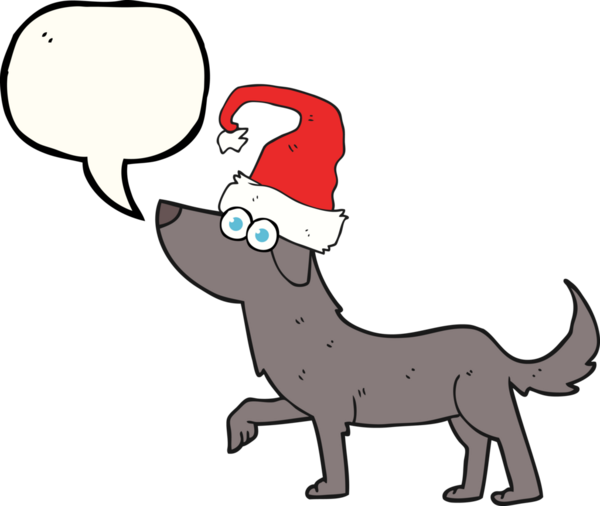 Bir insan tarafından çizilmiş serbest konuşma balonu çizgi film köpeği.