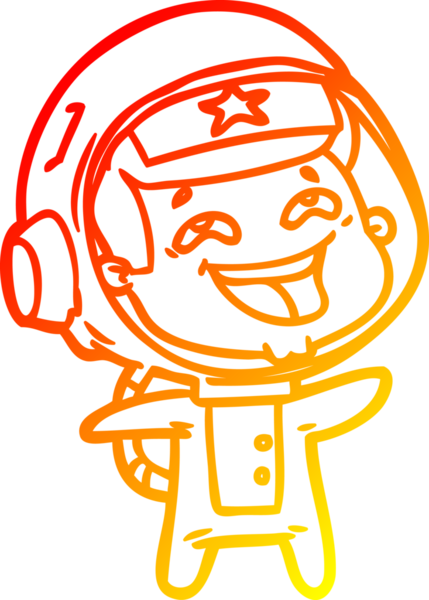 Bir insan tarafından çizilmiş gülen astronotun sıcak çizgi çizimi